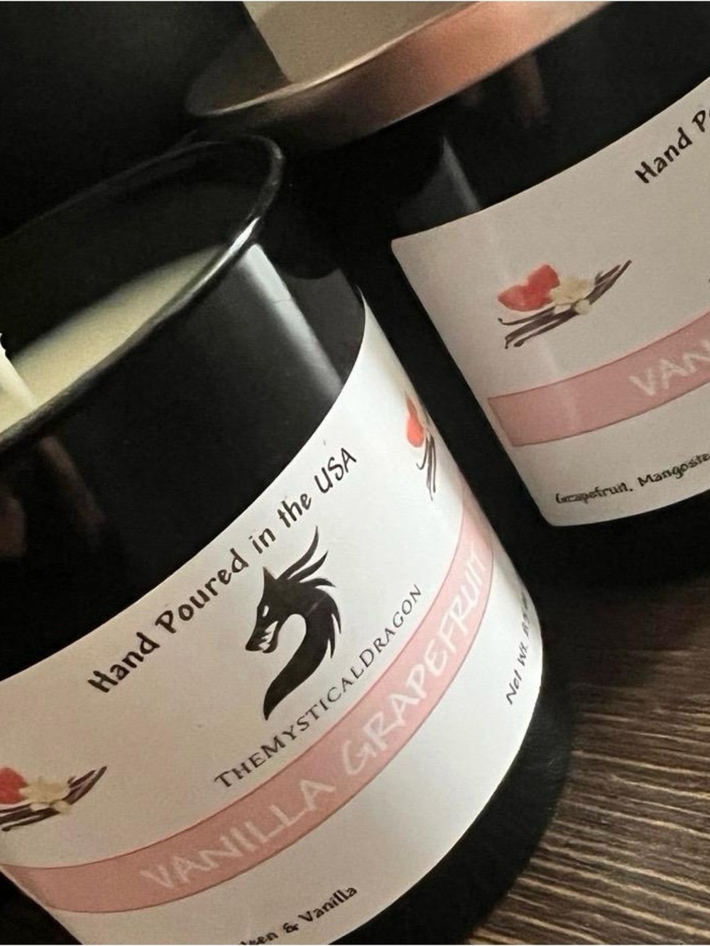 The Mystical Dragon Vanilla Grapefruit Scented Candle - Black & Pink